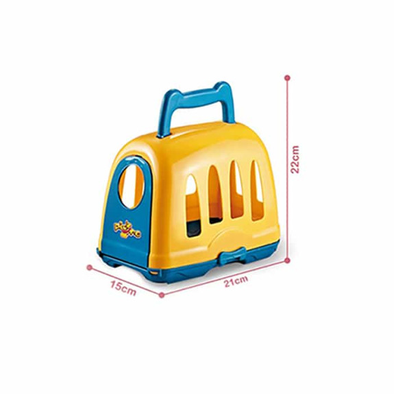 Plush pet dog set and cage / 8pcs - Brown